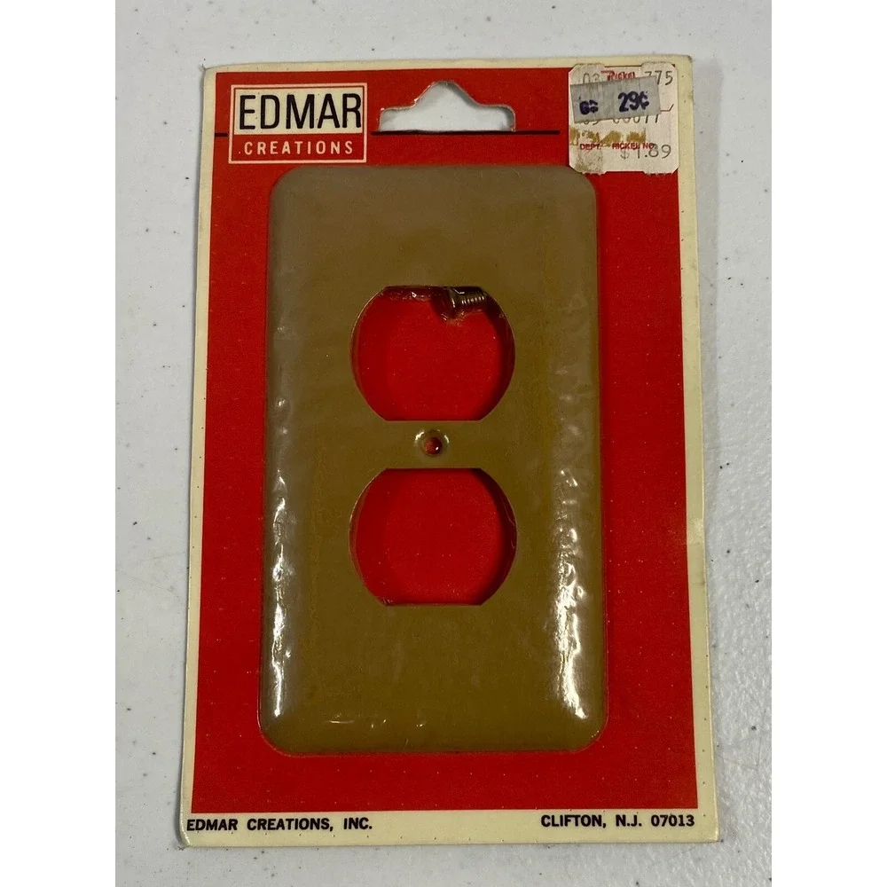 *BRAND NEW* Vintage Edmar Creations Metal Outlet Cover Dark Tan 1982 NOS